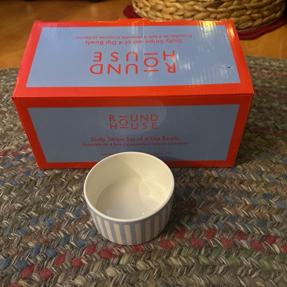 SOLD!!  House Blue and White Stripe Dip Bowl